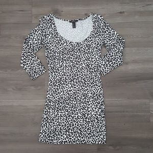Leopard print black and white mini dress